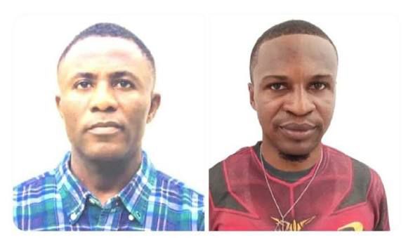 Portrait des journalistes disparus : Osnel Espérance de Uni FM placé à gauche et Junior Célestin, journaliste de Mégastar placé à droite.