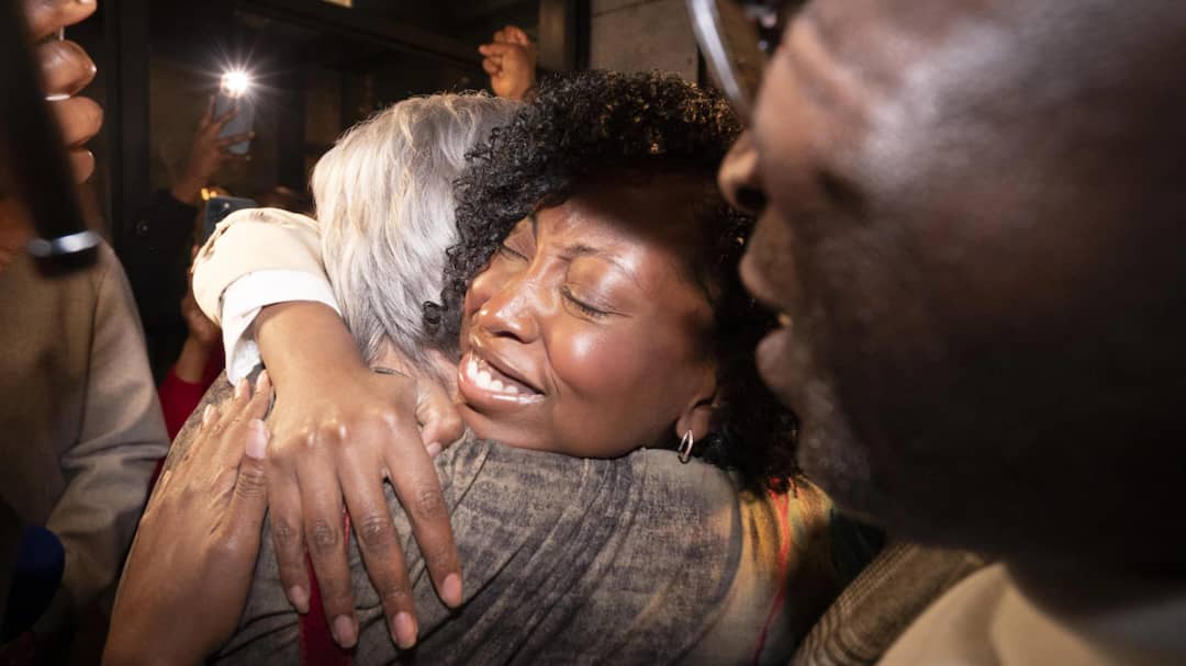 Tatiana Auguste célébrant sa victoire.